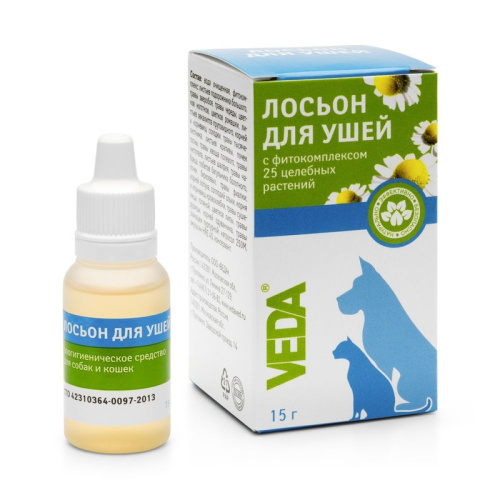 Veda лосьон для ушей зоогигиеническое средство для собак и кошек, 15 г уход за ушами Россия 1 уп. х 1 шт. х 0.015 кг