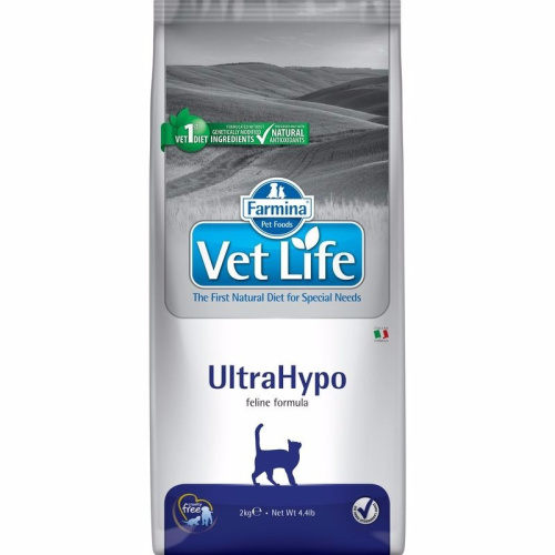 Farmina Vet Life Cat Ultrahypo ветеринарный диетический сухой корм для взрослых кошек с неблагоприятными реакциями на пищу - 2 кг диетические супер премиум без курицы для взрослых с рыбой мешок Импортный корм 1 уп. х 1 шт. х 2 кг