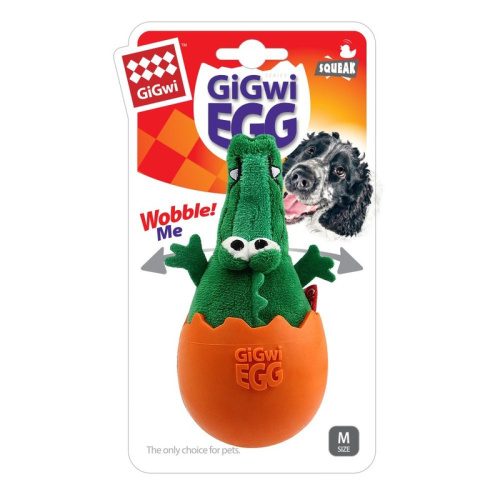 GiGwi EGG игрушка для собак Крокодил-неваляшка с пищалкой, 14 см для всех возрастов породы крупного размера Китай 1 уп. х 1 шт. х 0.138 кг