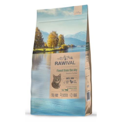 Rawival Finest from the Sky сухой корм для взрослых кошек, с уткой и индейкой - 1,7 кг повседневный супер премиум с клетчаткой для взрослых с индейкой для всех пород мешок Импортный корм 1 уп. х 1 шт. х 1.7 кг