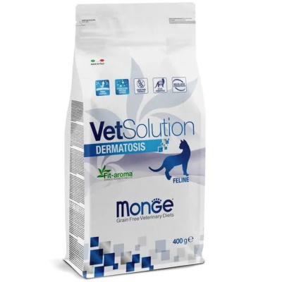 Monge VetSolution Cat Dermatosis сухой корм для кошек, при заболеваниях кожи - 400 г ветеринарный супер премиум для взрослых мешок Импортный корм 1 уп. х 1 шт. х 0.4 кг