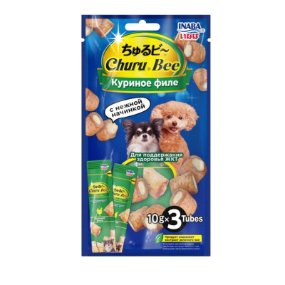 Inaba Churu Bee лакомство для собак запеченные трубочки, для здоровья ЖКТ, с курицей - 10 г х 3 шт Китай 1 уп. х 1 шт. х 0.06 кг