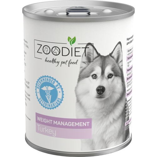 Zoodiet Weight Management Turkey влажный корм для собак, контроль веса, с индейкой - 340 г супер премиум для взрослых с индейкой консервы (в железной банке) Российский корм 1 уп. х 6 шт. х 2.04 кг