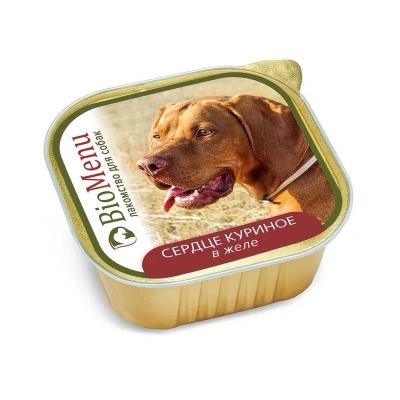 BioMenu лакомство для собак, СЕРДЦЕ КУРИНОЕ в желе, в ламистерах - 300 г повседневный супер премиум монобелковый с сердцем паштет и ламистеры Российский корм 1 уп. х 10 шт. х 3 кг