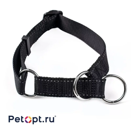 PetOpt Ошейник-полуудавка светоотражающий, нейлон с тремя кольцами, Черный S 30-40см Х 20 мм s Китай 1 уп. х 1 шт. х 0.049 кг