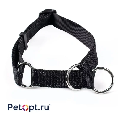 PetOpt Ошейник-полуудавка светоотражающий, нейлон с тремя кольцами, Черный S 30-40см Х 20 мм s Китай 1 уп. х 1 шт. х 0.049 кг