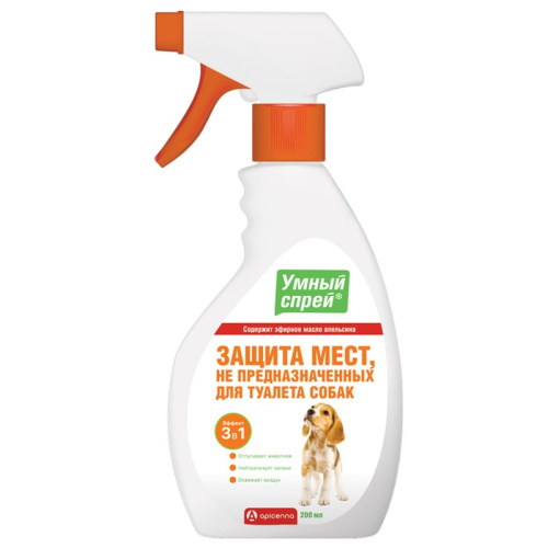 Apicenna Умный Спрей Защита мест, не предназначенных для туалета собак - 200 мл антигадин для всех возрастов Россия 1 уп. х 1 шт. х 0.235 кг