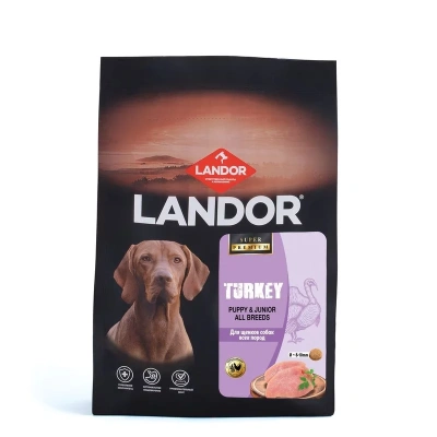 Landor Monoprotein сухой корм для щенков всех пород, c индейкой - 1,5кг повседневный супер премиум без курицы с индейкой для всех пород мешок Россия 1 уп. х 1 шт. х 1.5 кг