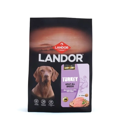 Landor Monoprotein сухой корм для собак всех пород, c индейкой - 1,5 кг повседневный супер премиум без курицы с индейкой для всех пород мешок Россия 1 уп. х 1 шт. х 1.5 кг