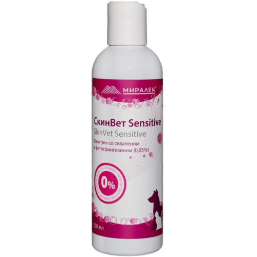 Миралек Шампунь СкинВет Sensitive для собак и кошек - 200 мл Россия 1 уп. х 1 шт. х 0.24 кг