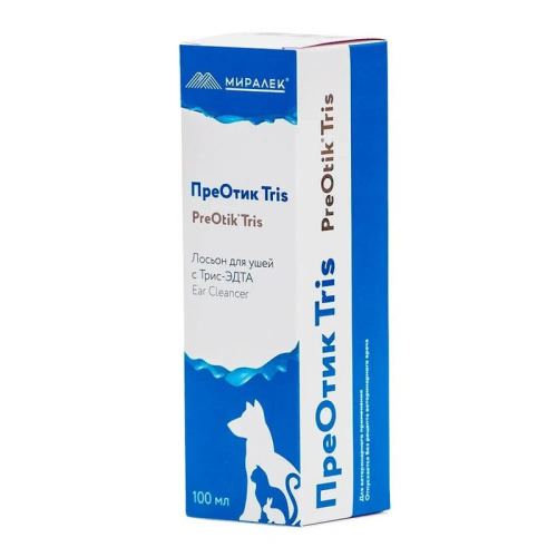 Миралек Лосьон для собак и кошек, для ушей, ПреОтик TRIS-NAC - 100 мл Россия 1 уп. х 1 шт. х 0.13 кг