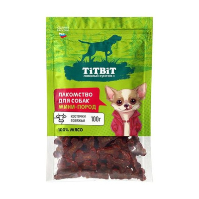 Titbit лакомство Косточки говяжьи для собак мини пород - 100 г для взрослых миниатюрные породы Россия 1 уп. х 1 шт. х 0.1 кг