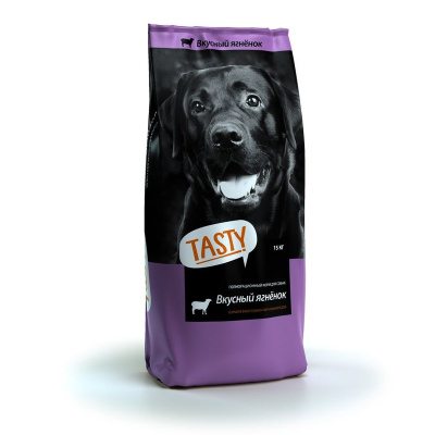 Tasty сухой корм для собак ЯГНЕНОК супер премиум для взрослых с ягненком для всех пород мешок Российский корм 1 уп. х 1 шт. х 15 кг