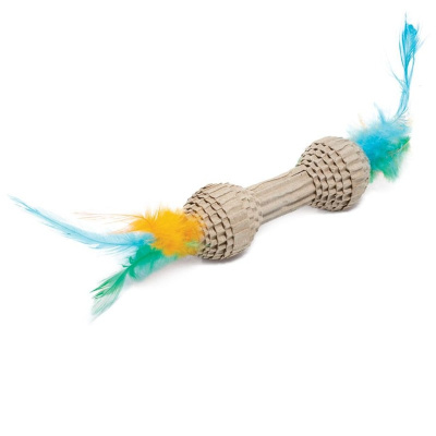 Triol игрушка для кошек из гофрокартона "Гантель с перьями", 100x200мм для всех возрастов Китай 1 уп. х 1 шт. х 0.007 кг