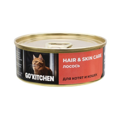 Go Kitchen Корм влажный корм для котят и кошек, с лососем, в консервах - 100 г холистик беззерновые для всех возрастов для всех пород консервы (в железной банке) Российский корм 1 уп. х 1 шт. х 0.1 кг