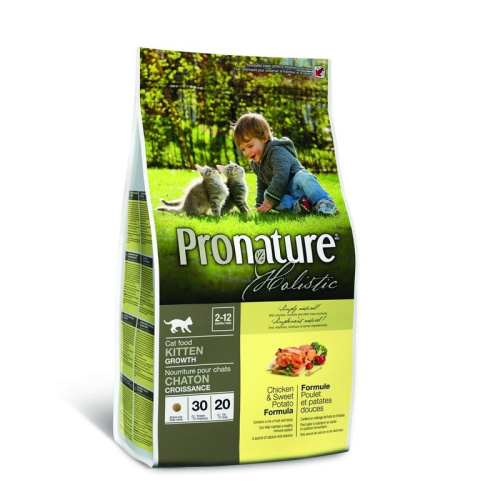 Pronature Holistic сухой корм для котят, курица со сладким картофелем - 2,72 кг повседневный супер премиум для котят с курицей для всех пород мешок Китай 1 уп. х 1 шт. х 2.72 кг
