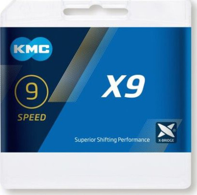 Цепь KMC X9 9 скоростей (116 звеньев с выжимной осью)
