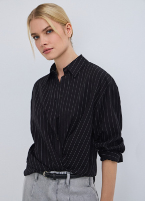 Свободная блузка из лиоцелла, Черный