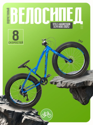 Подростковый велосипед Stels Aggressor D 24 V010, год 2025, цвет Синий, ростовка 13.5