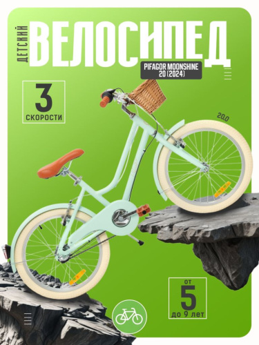 Детский велосипед Pifagor Moonshine 20, год 2024, цвет Зеленый