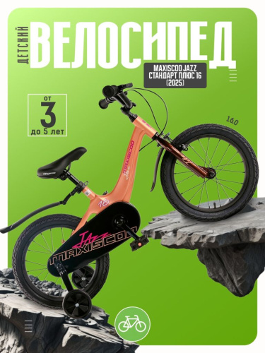 Детский велосипед Maxiscoo Jazz Стандарт Плюс 16, год 2025, цвет Оранжевый