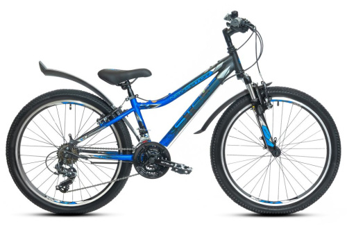 Подростковый велосипед Stels Navigator 410 V 21 sp 24, год 2026, цвет Черный-Синий, ростовка 12