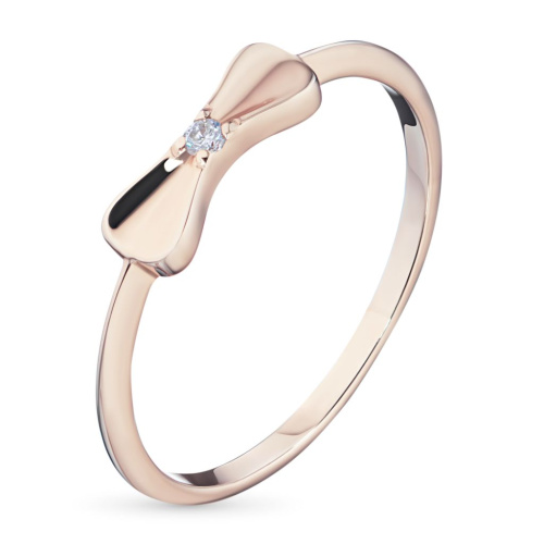 Классическое кольцо из красного золота с бриллиантом э0201кц04200851