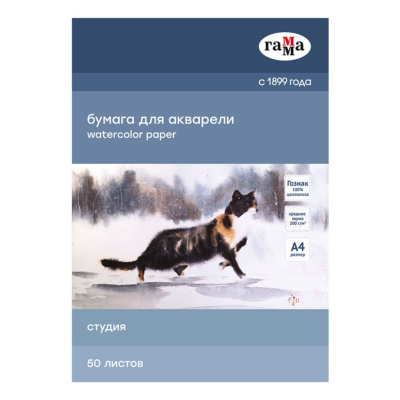 Папка для акварели Гамма "Студия" А4 50 л 200 г, среднее зерно