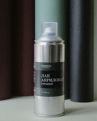 Лак акриловый глянцевый, быстросохнущий nuance. в аэрозоли, 520 мл.