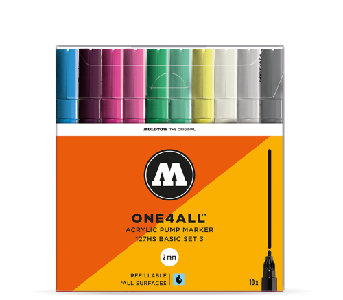 Набор маркеров Molotow "ONE4ALL 127HS Basic-Set 3" 2 мм, 10 шт