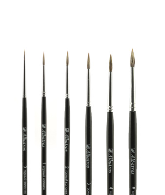 Кисть горный колонок круглая Альбатрос, короткая ручка