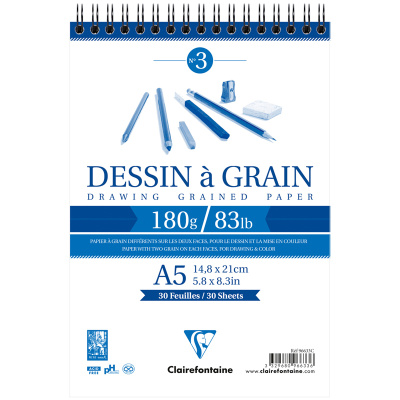Блокнот для черчения Clairefontaine "Dessin a Grain" 14,8х21 см 30 л 180 г