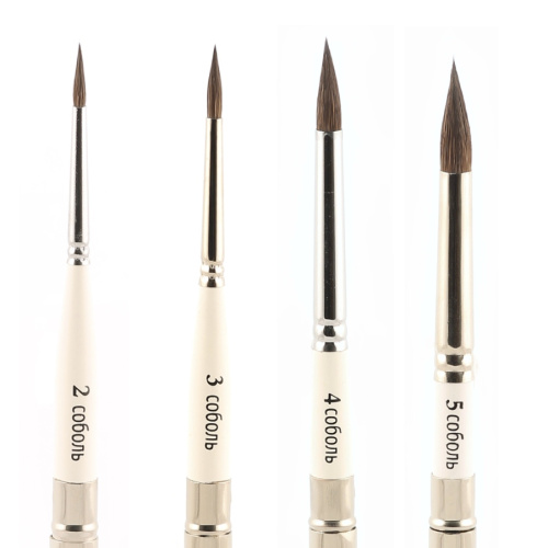 Кисть соболь круглая Альбатрос "Иконописная школа", ручка съёмная металлическая