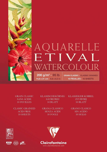 Альбом-склейка для акварели Clairefontaine "Etival" 14,5х21 см 10 л 200 г, классическое зерно
