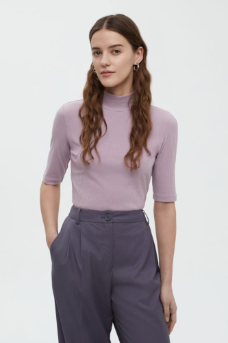 Джемпер с коротким рукавом и воротником-стойкой