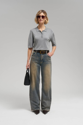 Легкий джемпер-поло прямого кроя