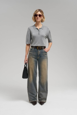 Легкий джемпер-поло прямого кроя