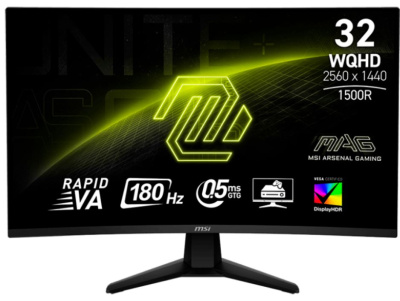 Монитор 31,5" MSI MAG 32CQ6F 9S6-3DC91M-027 2560x1440 LED, 16:9, VA, 400cd, 3500:1, 0,5ms, 178гр/178гр, HDMI, DP, 180Hz, Curved 1500R, tilt, black