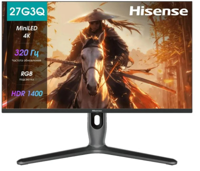 Монитор 27" Hisense 27G7Q-PRO 3840x2160, 16:9, IPS/MiniLED, 1ms, 350cd, 320Hz, HDMI, DP