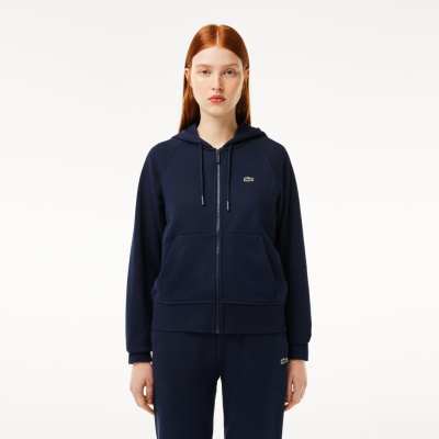 Женская флисовая толстовка Lacoste с капюшоном на молнии