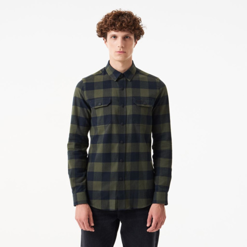 Мужская клетчатая рубашка Lacoste приталенного кроя