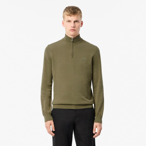 Мужской хлопковый свитер Lacoste на молнии с высоким воротом