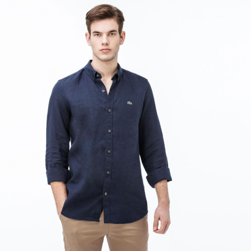 Мужская рубашка Lacoste из льна приталенного кроя
