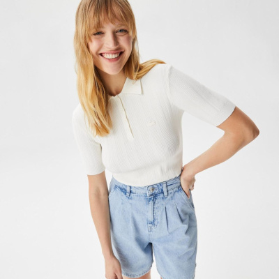 Женское вязаное поло Lacoste приталенного кроя