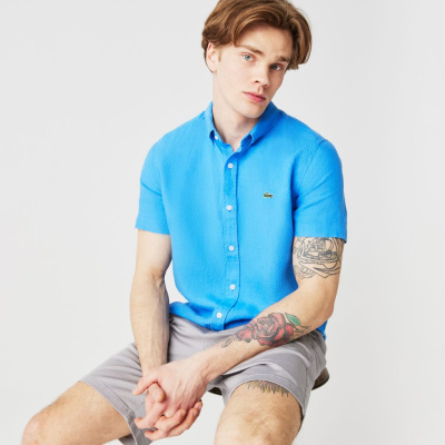 Мужская льняная рубашка Lacoste приталенного кроя