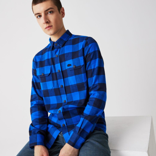 Мужская клетчатая рубашка Lacoste приталенного кроя