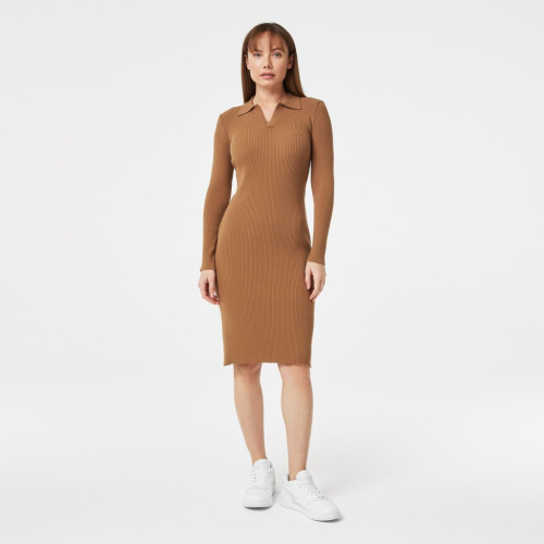 Женское платье Lacoste приталенного кроя с длинным рукавом