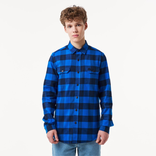 Мужская клетчатая рубашка Lacoste приталенного кроя