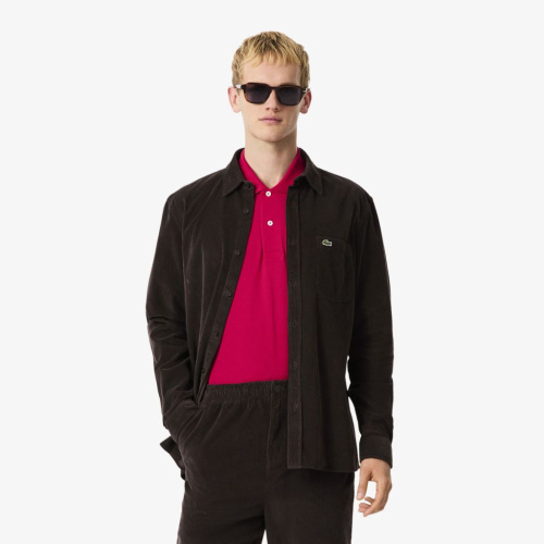 Мужская хлопковая велюровая рубашка Lacoste стандартного кроя