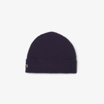 Шерстяная шапка Lacoste унисекс в рубчик